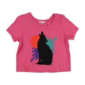 Title Unknown Womens Wolf Graphic T-Shirt, Pink, M, DM